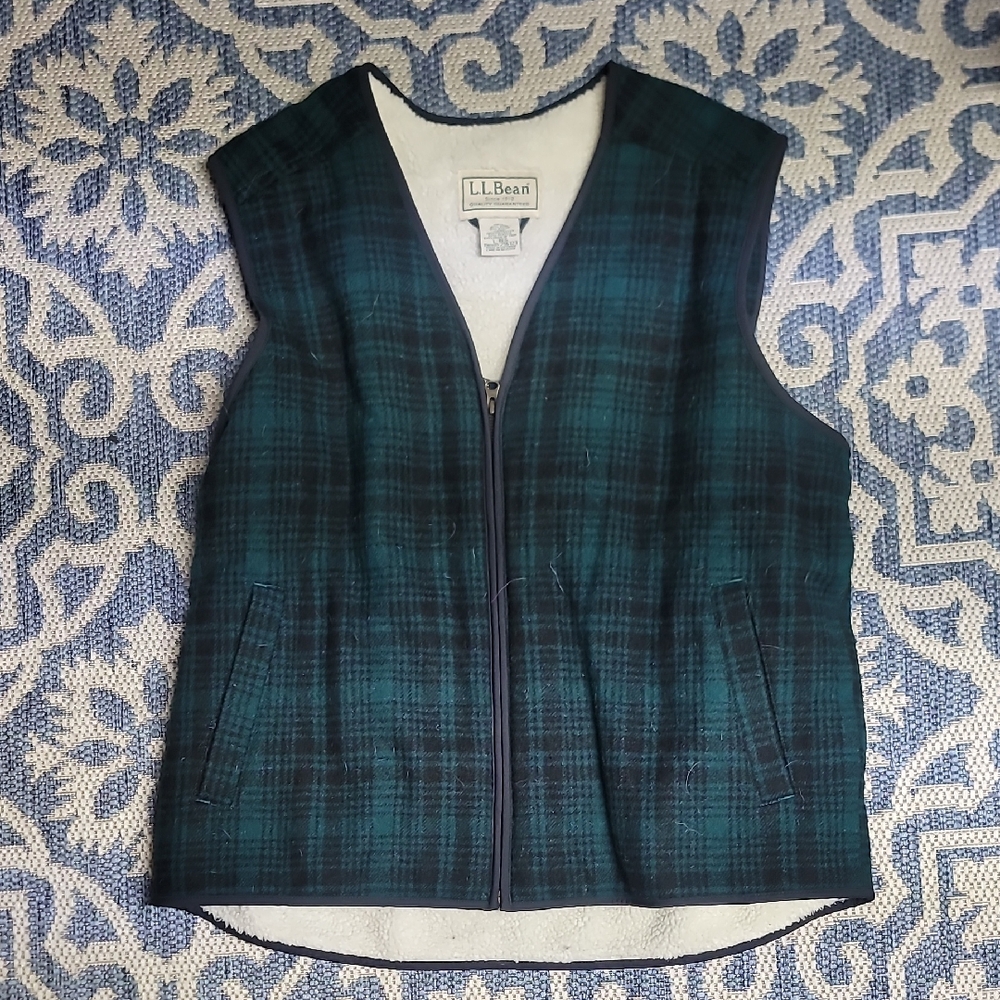 Sherpa Lined Wool LL Bean Vest - Large